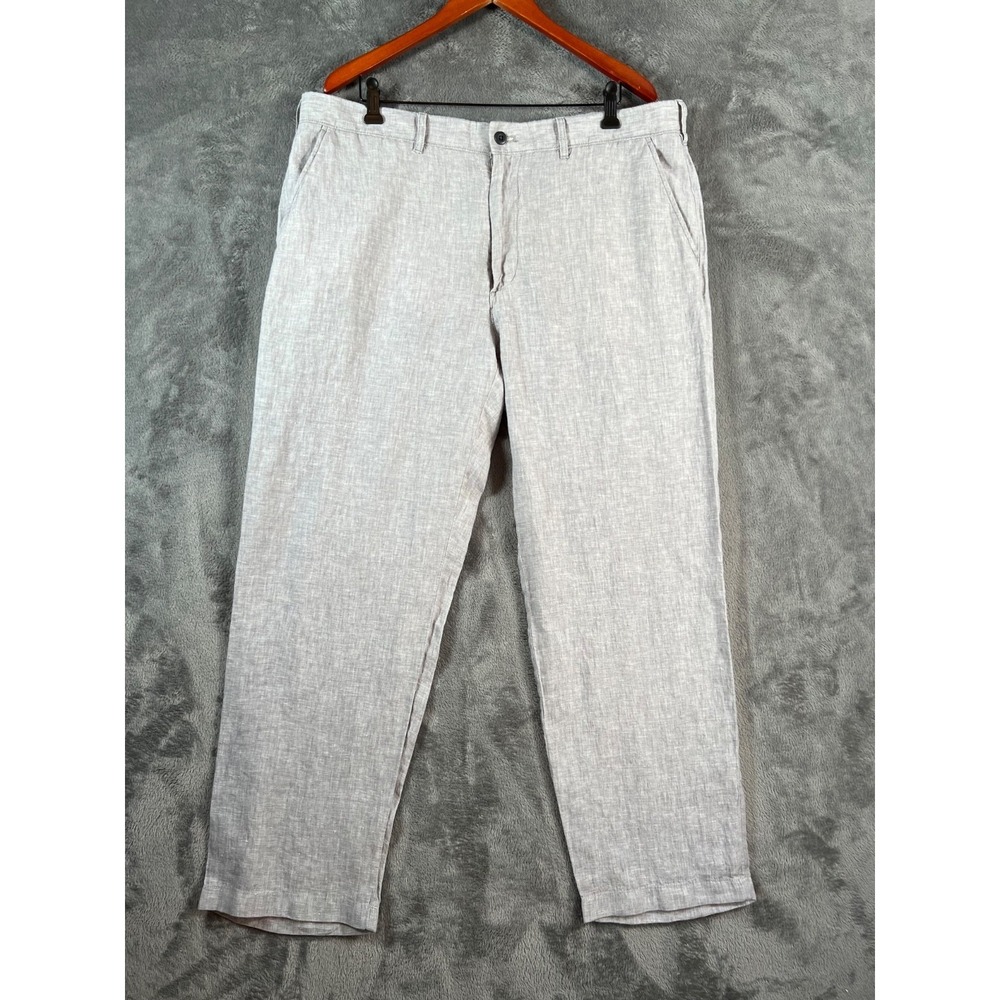J Crew 100% Linen Pants Mens Size 38x32 (40x31) Gray Coastal Preppy